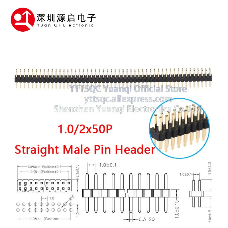 1.0mm Pin Header Connector Single Double Row 1*50P 2*50P SMD SMT Male Female Header Straight Pin Right Angle R/A Socket 1X50pin