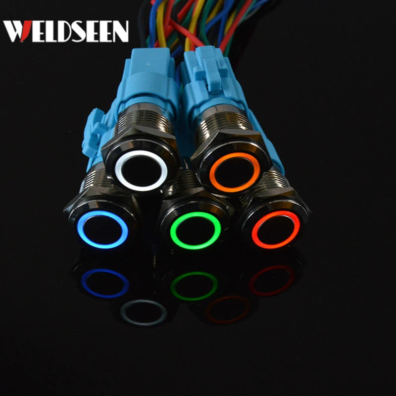 Button Switch 12/16/19/22mm Momentary Latching Fixed Push On Off Power Start Stop Electric LED Light 3V 6V 12V 24V 220V