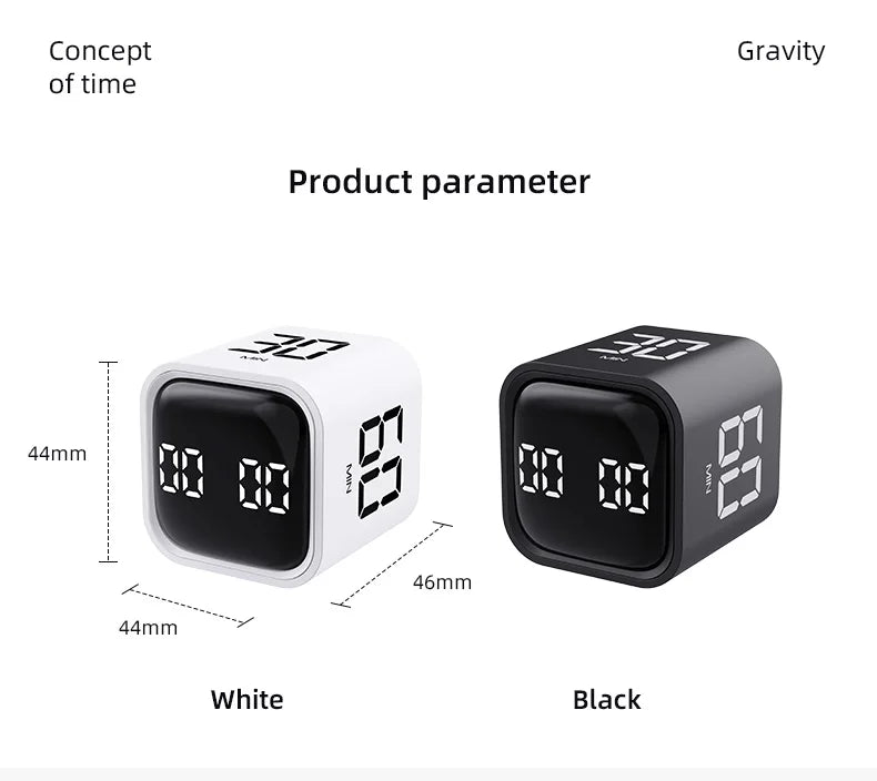 Adjustable Cube Timer - 5/10/30/60 Minute Countdowns, Settings - Pause, Resume, Silent, Vibrate & Sound Alarm for Work, Study