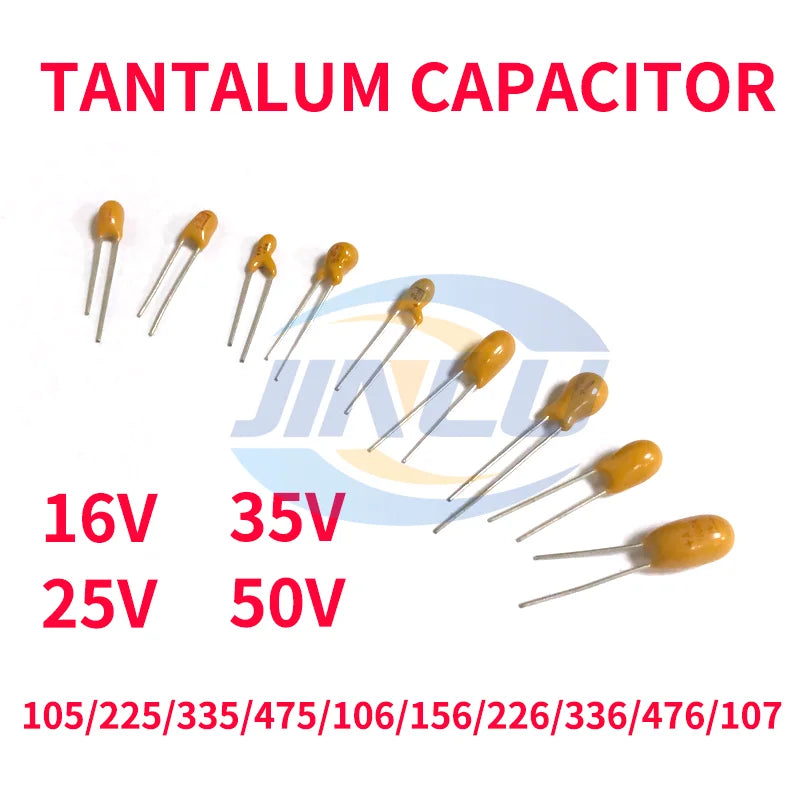 5pcs Tantalum Capacitor 16V 1uf 105 2.2uF 225 3.3uF 335 4.7uF 475 10uF 106 15uf 156 22uf 226 33UF 336 47UF 476 100UF 107 220 227