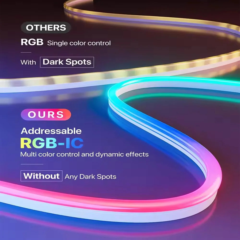 5V RGB+IC Neon Light Strip 15M USB Waterproof Flexible LED Light Strip Music Synchronization Bluetooth Remote Control DIY Home Decoration Changes Ambient light