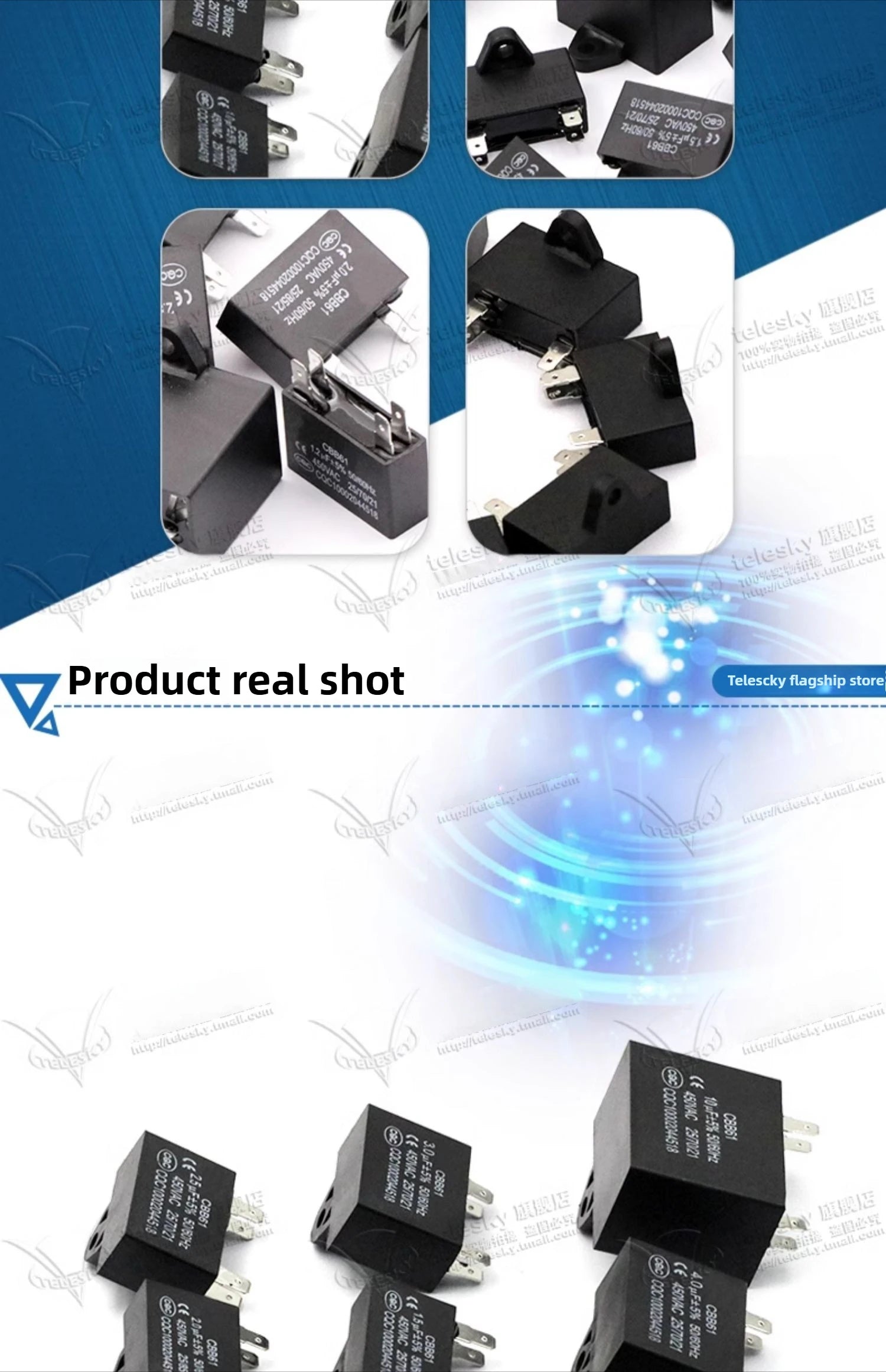 CBB61 Fan Air Conditioner Starting Capacitor 450V 1/1.2/1.5/2/2.5/3/3.5/4/4.5/5/6/7/8/10/12UF Ceiling Fan Hood Motor Capacitor