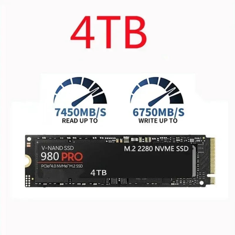 Original 980Pro PCIe Gen4 x4 NVMe M.2 1TB SSD, 3D TLC NAND, 7000MB/s Ultra‑Fast Read Storage Drive for PC and Gaming Laptops