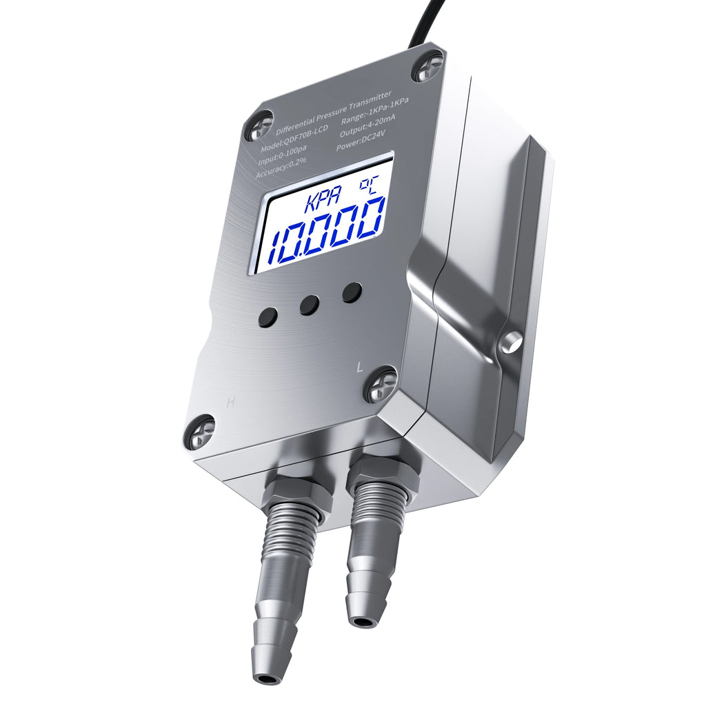 4-20mA LCD Differential Pressure Transmitter 0-10V 0-5V  RS485 Wind Pressure Sensor 1Kpa 10kp 50Pa 100Pa 500Pa 50Pa Air Pressure