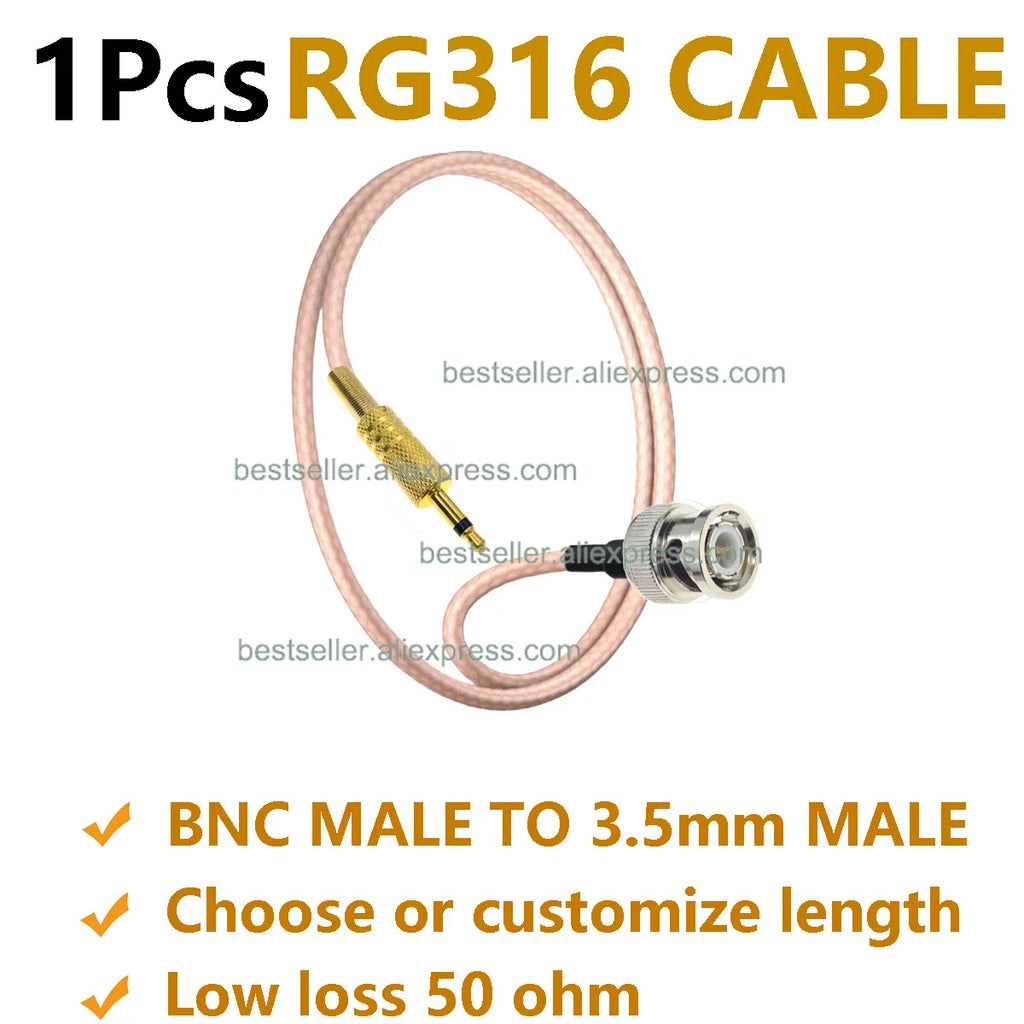 1Pcs RG316 BNC Male to 3.5mm Male Plug (1/8") TS RF Coaxial Pigtail Jumper Cable Audio Video Antenna Adapter Connector Wire
