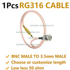 1Pcs RG316 BNC Male to 3.5mm Male Plug (1/8") TS RF Coaxial Pigtail Jumper Cable Audio Video Antenna Adapter Connector Wire