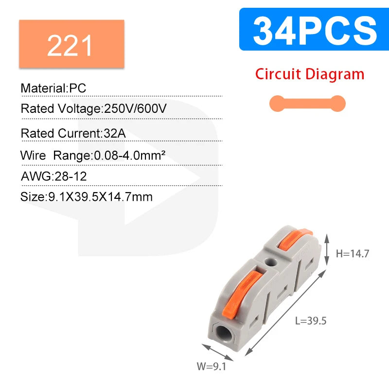 Mini Fast Wiring Connectors Universal Compact Splitter Electrical Cable Push-in Conductors Connector With Lever Terminal Block