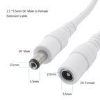 DC Power Extension Cable 12V White Cable Connector 2M 3M 5M 10M 20M Extender Cord 2.1x 5.5mm Female to Male For LED Strip Camera