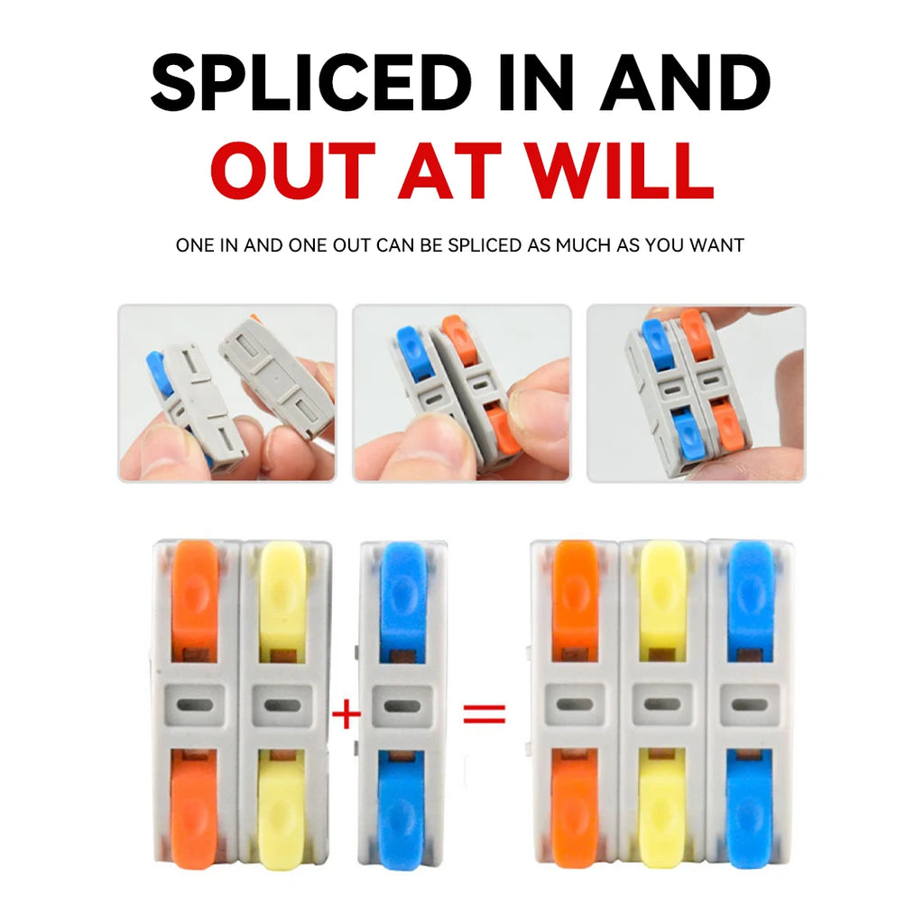 10PCS Quick Electrical Wire Connectors Universal Compact Splicing Terminal Blocks Push-in Home Cable Connectors