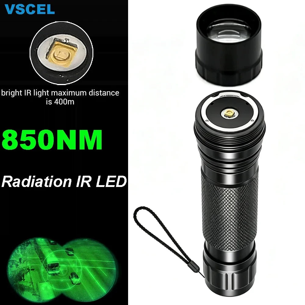 Infrared Complement 7W VCSEL 850nm/940nm Zoom Infrared Flashlight with Mute Adjustable Power 810nm IR Light