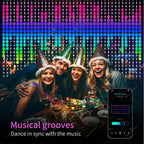 Smart Curtain Lights Bluetooth App LED String RGB Fairy Lights DIY Picture Music Change Display Christmas Halloween Decoration