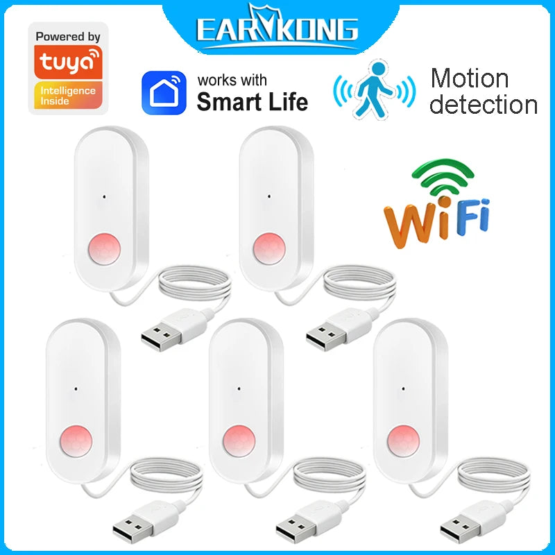 WiFi Human Motion Sensor PIR Infrared Detector Works With Tuya Smart Life APP Home Security Anti-theft Devices Support Alexa