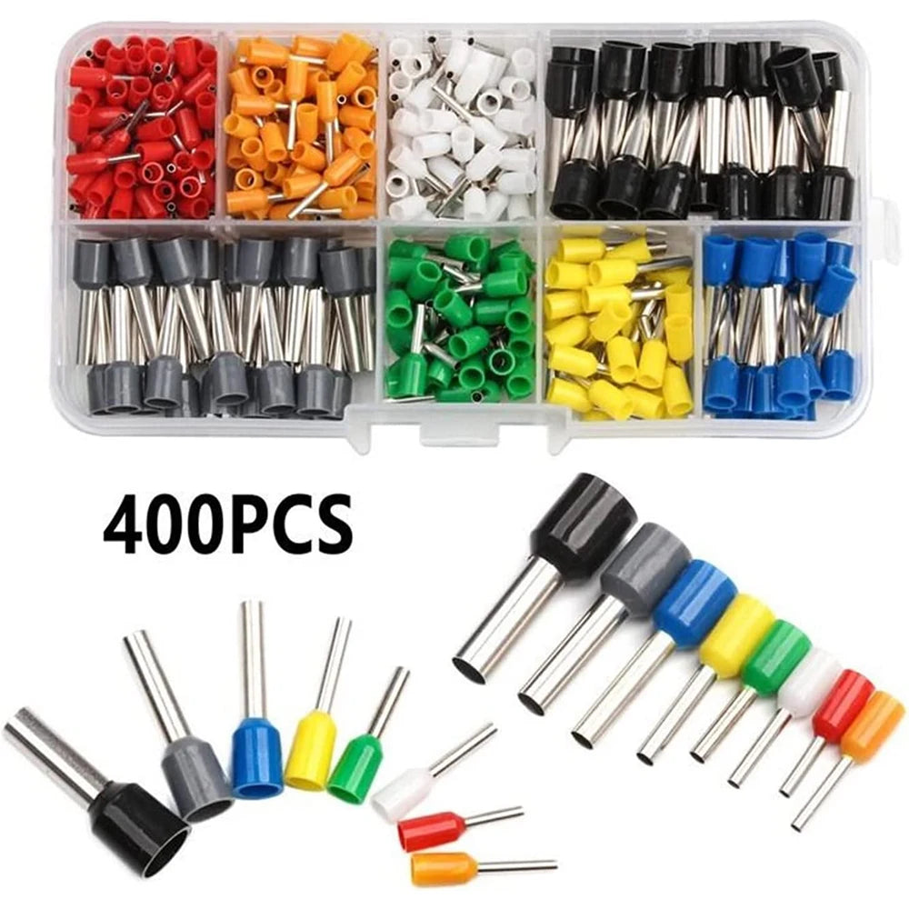 400 pcs Crimping Terminal Kit, Tubular Terminal Blocks, Various Types, Electrical Tube Terminal Blocks, Insulated Wire Terminal