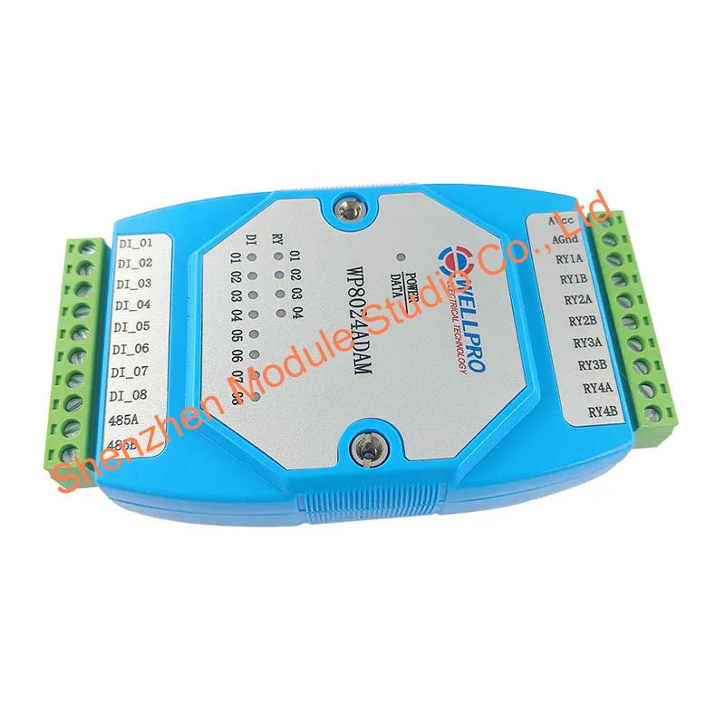 WP8024ADAM 8DI 4RO Digital Input and Relay Output Modules Optocoupler Isolated RS485 MODBUS RTU Communications