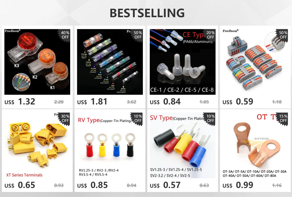 10~2000pcs Wire Terminal CE Type CE-1 CE-2 CE-5 CE-8 Pressure Nylon66 Closed End Caps Connector Car Audio Cable Crimp Splice