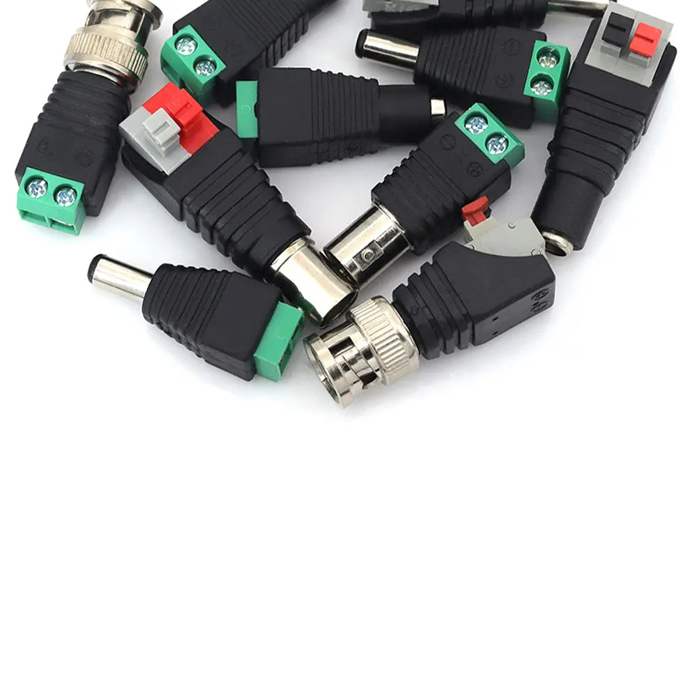 2PCS DC 12V Male Female BNC Connectors 5.5*2.1mm/2.5mm Welding-Free Power DC Plug Adapter Jack Sockets For LED Strip CCTV Camera