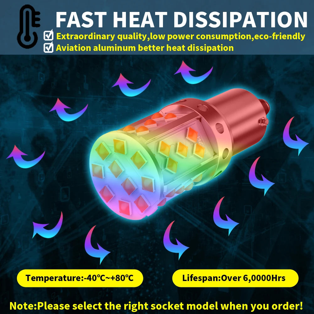 2pcs LED P21W 1156 BA15S PY21W BAU15S 3030 35SMD Bulb Canbus Free T20 7440 W21W Lamp For Car Turn Signal Light Backlight Orange
