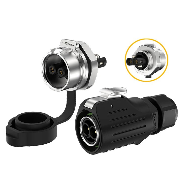 EW-LP16 IP68 Waterproof 20A 600V AC 2Pin 3Pin Crimping Quick Connection Power Aviation Connector Male Plug Female Socket Panel