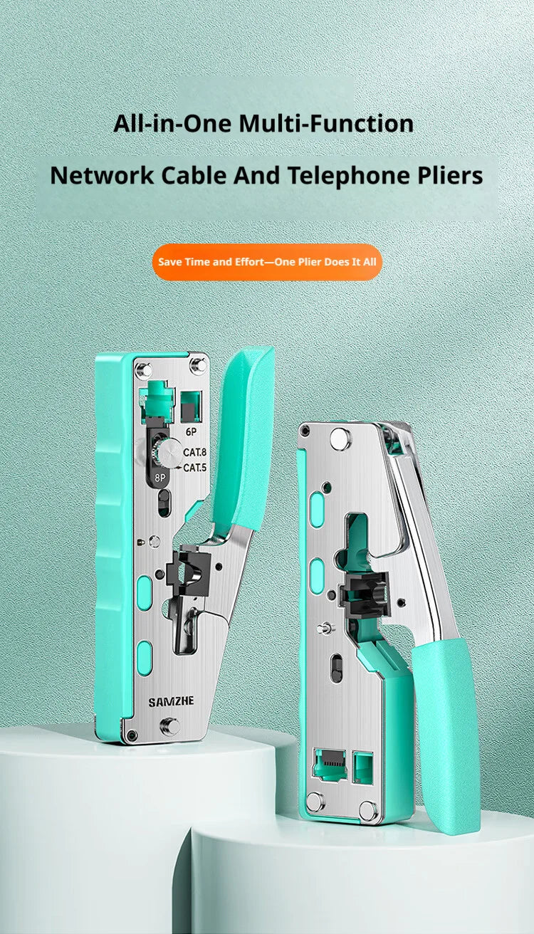 SAMZHE RJ45 Crimp Tool Crimper Cutter for Cat5e/6/7/8 8P 6P Modular Connector Ethernet All-in-one Wire Tool ﻿Ethernet Modular