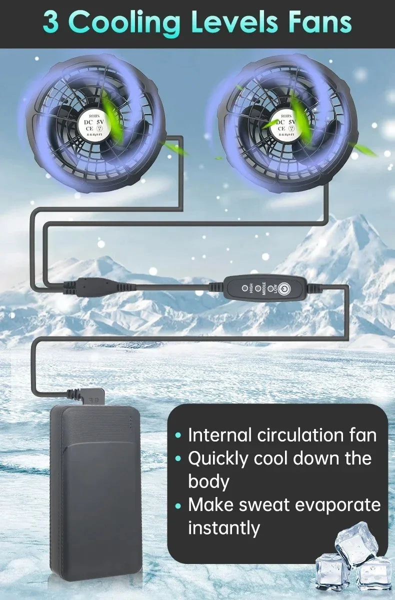 Air Conditioner Vest Cooling Fan 5V or 12V Adjustable Gear High Speed Fan For High Temperature Outdoor Work Fast Cooling DC Fan
