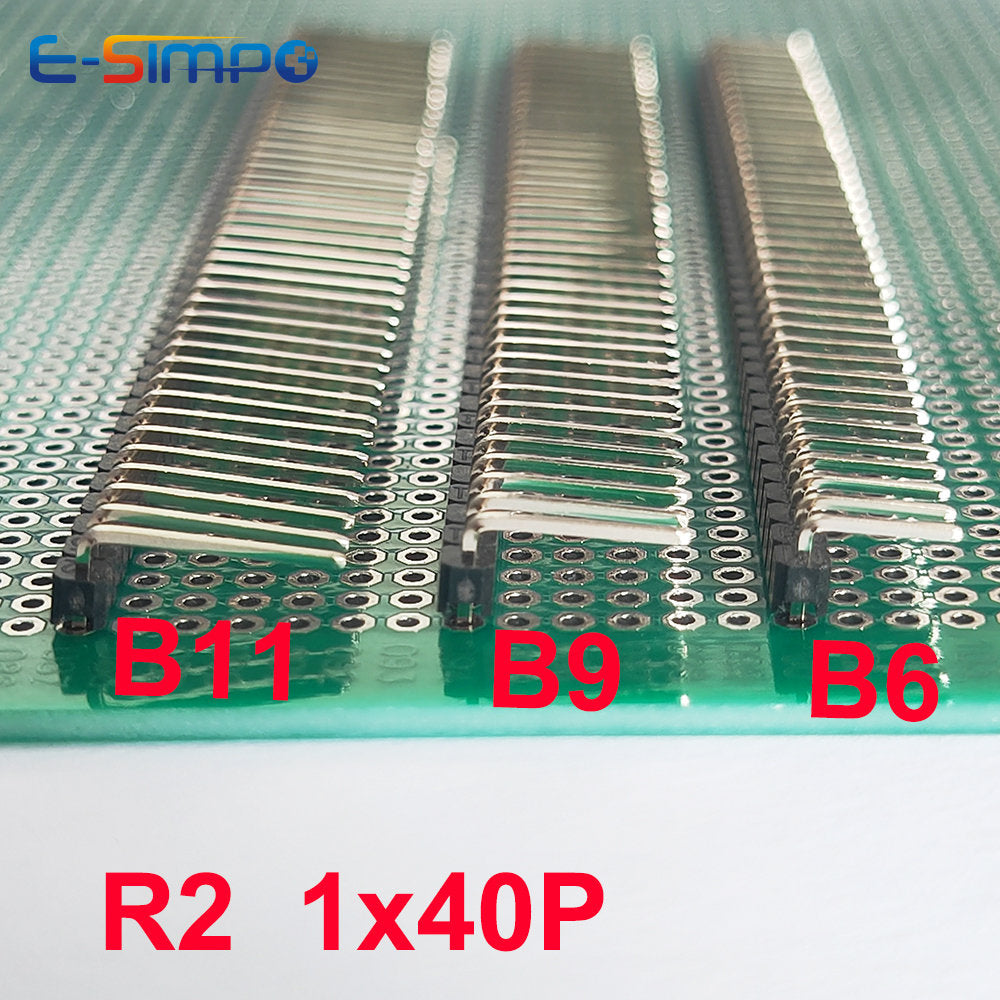 20pcs 2.54mm 1x40P Right Angle Extended Extra Long Pin 90d R1 R2 Optional Gold Single Row Breakable PCB Male Header Connector