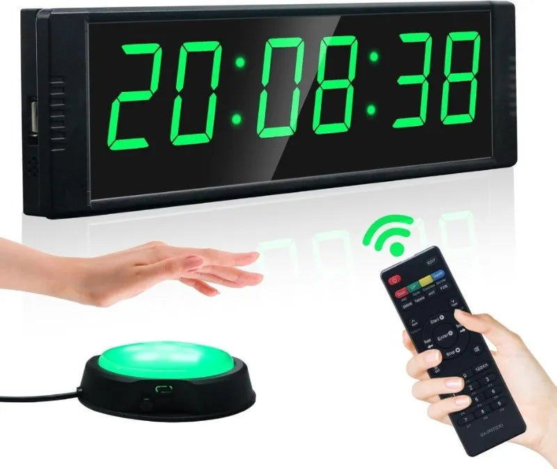 Gym Timer Clock for Home Fitness Timer with Stopwatch Button, Large Digital Stopwatch Countdown Clock, 12/24H Digital Wall Clock