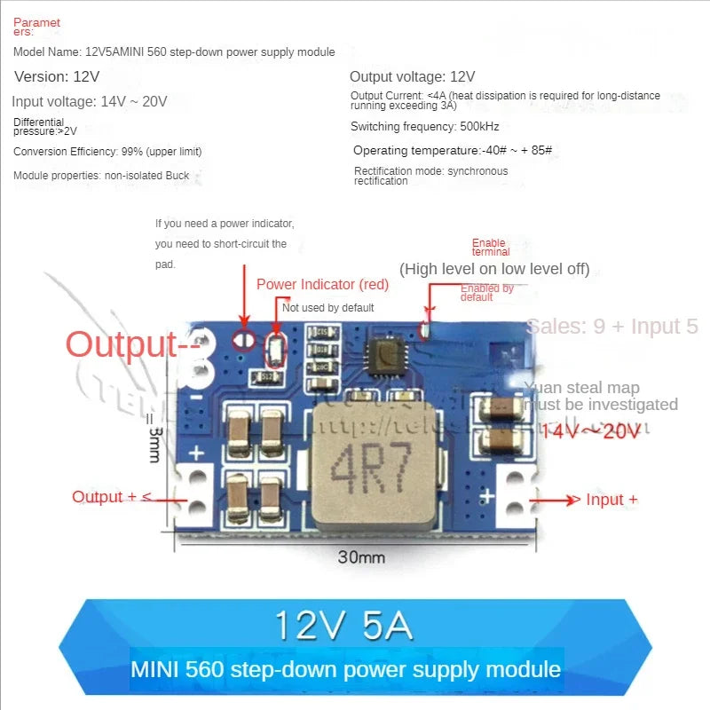 1PCS DC-DC 3A 5A Adjustable Step-down Power Module Board Voltage Stabilizing Aircraft Model MP1584EN 24V 12V 9V To 5V