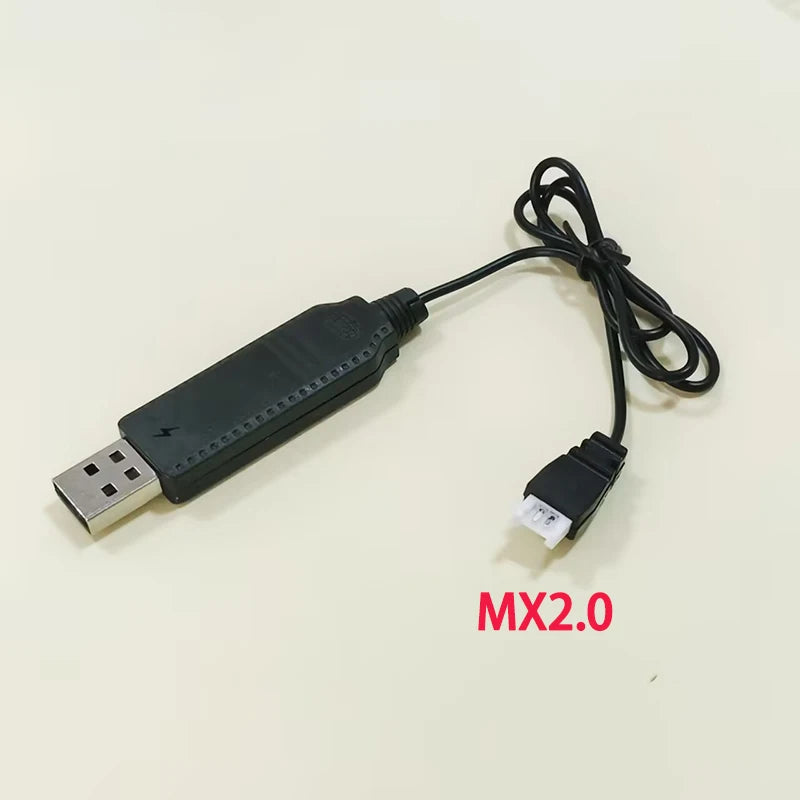 1PC 3.7V/7.4V Lithium Battery USB Charging Cable With 1.25mm MX2.0 PH2.0 XH2.54 JST SM2P/4P Interface For Toy Remote Control Car