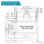 0.96 Inch OLED Display Module I2C IIC SPI Serial 128X64 SSD1306 LCD 3.3-5V 4 Pin White/Blue/Yellow Blue for Arduino XCW