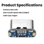 Micro USB to Type-C Adapter Board Data Power Adapter Supports Charging and Data Transfer DIY Modification Kit