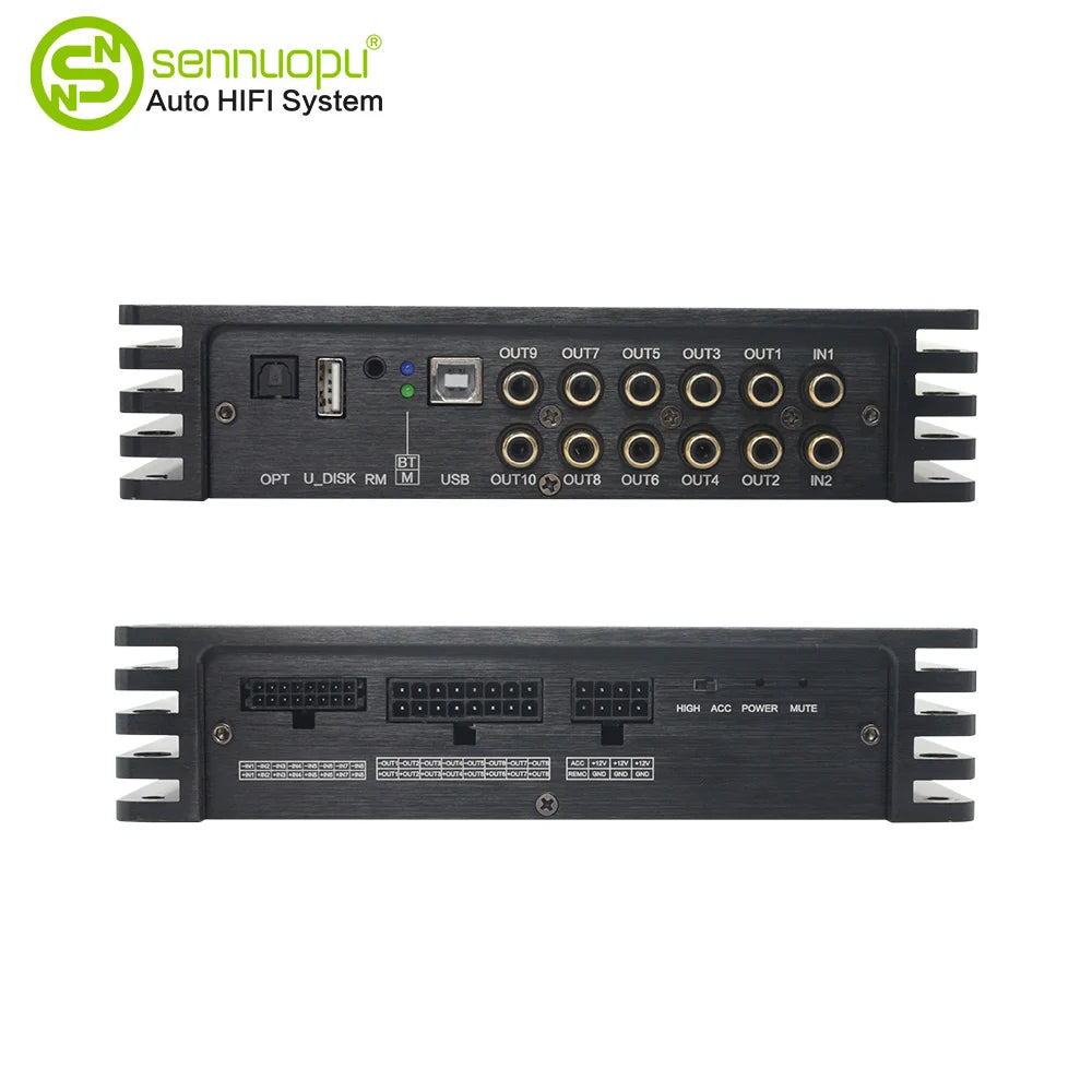 Sennuopu HIFI-K10 8-Channel Car Amplifier Integrated 10-Channel DSP Processor, HIFI Car Audio Sound Tuning Amplifier