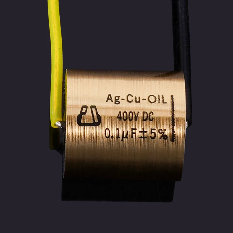 1pcs Copper foil Oil-Impregnated Silver Pin Polar Capacitor HIFI Audio DIY Grinding Mill Frequency Division Coupling MKP