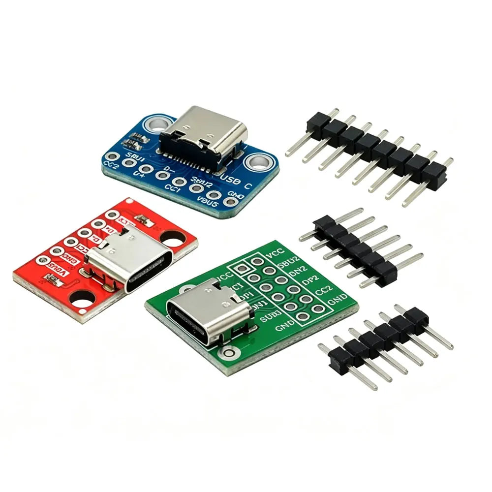 5pcs USB TYPE-C conversion board 2.54MM DIP CC1 CC2 5.1K pull-down resistor connection
