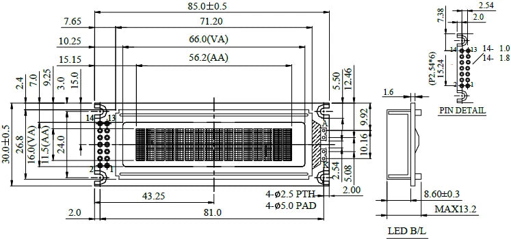 16x2 Character LCD Module 5V STN Gray Transflective 6800 Parallel Interface Russian Font Display 1602-DB