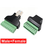 RJ45 To Screw Terminal Adaptor RJ45 Male Female To 8 Pin Connector 8P8C Breakout Board Solderless Network Ethernet Connector