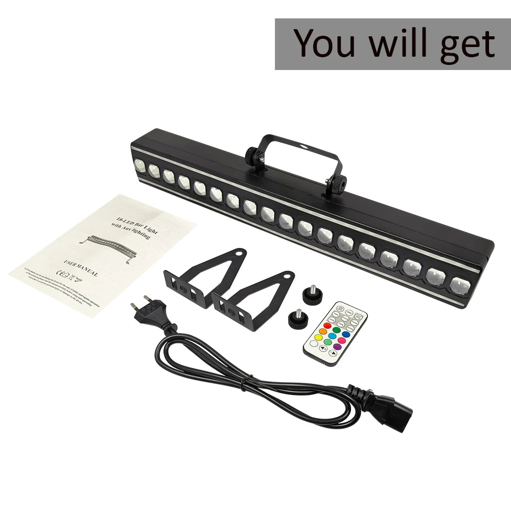 18x3w LED Light Bar With Aux Lighting 18x3w RGB Full Color Club Lights Nightclub Effect Lighting