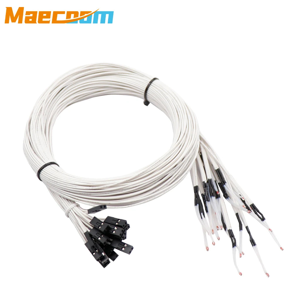 3D Printer Parts Thermistor NTC Temperature Sensor 3950 1% Line100&150cm 100K with XH2.54 Dupont Terminal 2P Connector Terminal