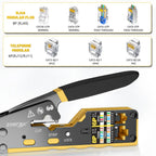 ZoeRax RJ45 Crimping Tool Pass Through Crimper for Cat6/5e/5 Ethernet Connector All-in-one Wire Tool With Replacement Blade