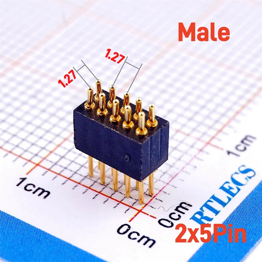 2 5 20 Pcs Spring Loaded 1.27 MM Pitch Pogo Pin Connector 2 5 6 8 10 Position Male Pad PCB Header Single Row Through Holes Probe