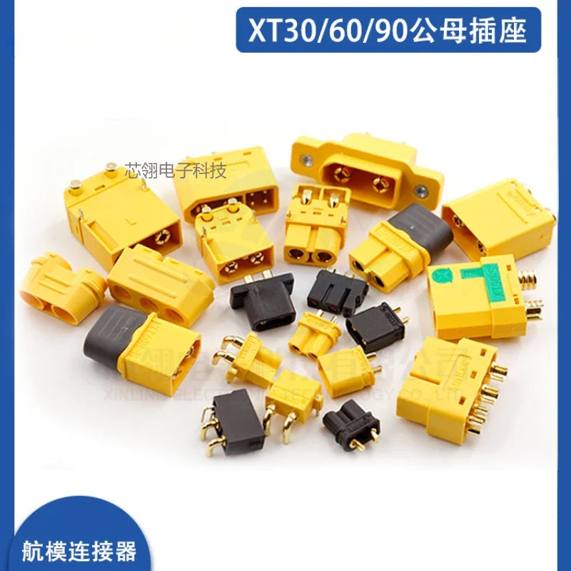 Amass XT30 XT60 XT90M/F Connector High Current Male/Female Lithium Battery Charging Gold Plated Plug