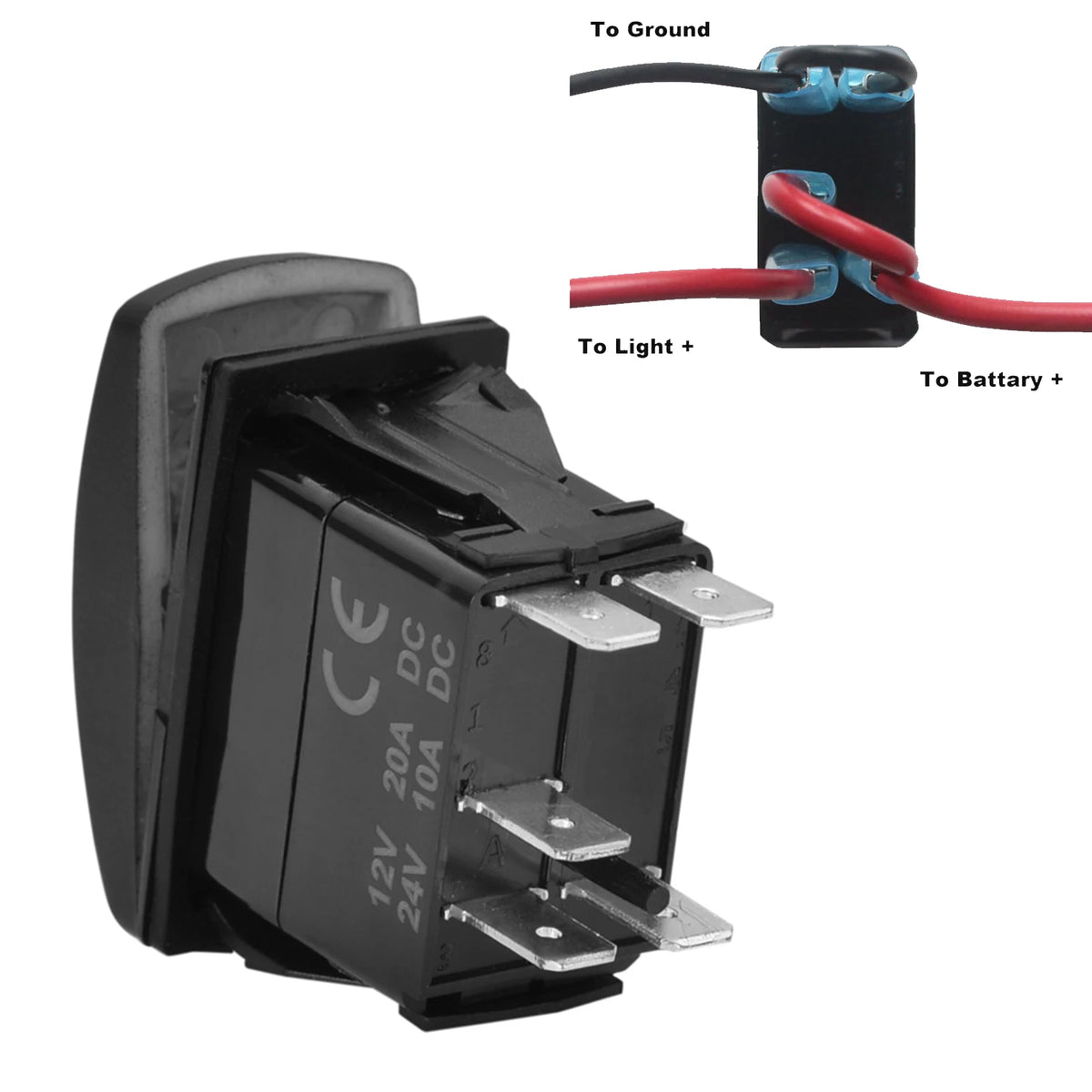 Green Led (ON)-OFF-(ON) (ON) OFF ON ON OFF ON Rocker Switch 12V 20A DPDT SPST Illuminated Rocker Switch Car Boat Accessories