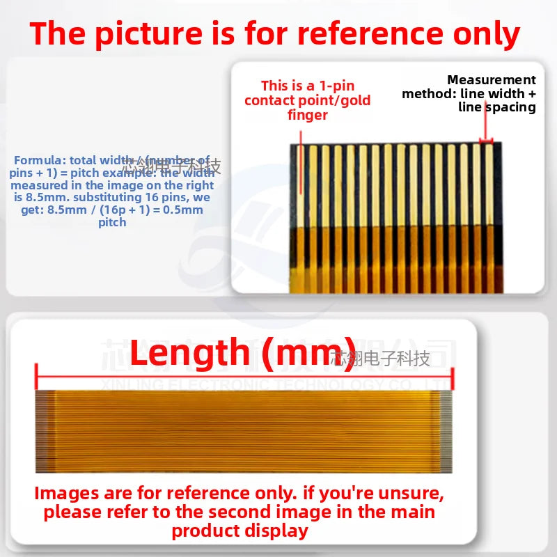 2pcs 0.5mm Pitch FPC FFC Flat Flexible Cable 6P/8P/10P/12P/14P/16P/20P/24P/26P/28P/30P/32P/40P/50P/60P Gold Finger Contact