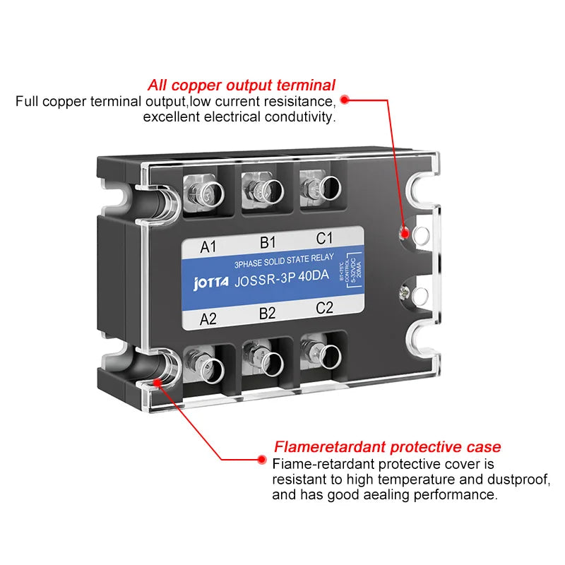 JOTTA SSR-40DA Solid State Relay DC Control AC 40A Three Phase Industrial Control Relay