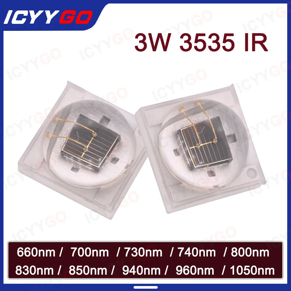 3W 3535 Deep Infrared IR High Power LED Light Source Band 660nm 700nm 730nm 740nm 800nm 850nm 940nm 1050nm Lamp Beads