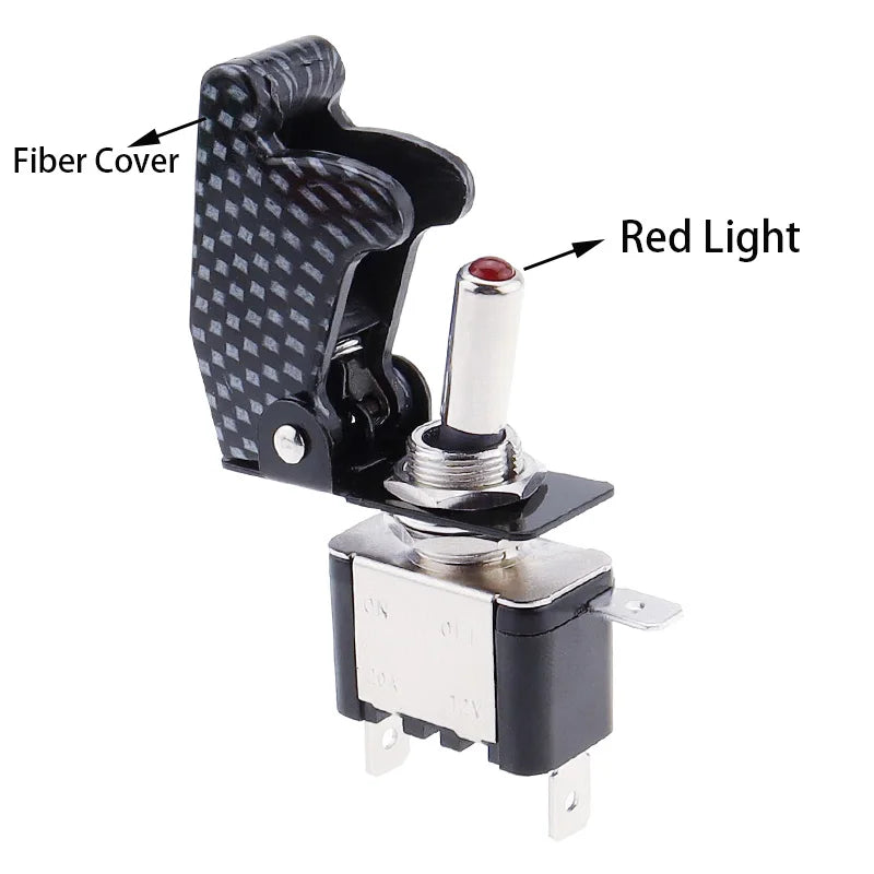 New 20A 12V LED toggle switch Illuminated Toggle Switch Control ON/OFF + Aircraft Missile Style Flip Up Cover XW