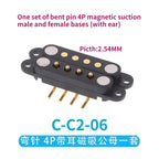 1/5 Set Waterproof DC Magnetic Pogo Pin Connector 2 3 4 5 6 7 8 9 Poles 2.54 MM Pogopin Male Female Contact Strip 90 Degree