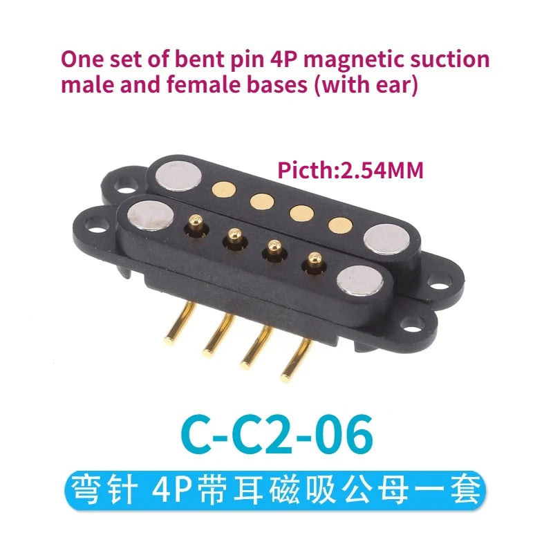 1/5 Set Waterproof DC Magnetic Pogo Pin Connector 2 3 4 5 6 7 8 9 Poles 2.54 MM Pogopin Male Female Contact Strip 90 Degree