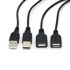 30cm Power Supply Cable 2 Pin USB 2.0 A Female Male 4 Pin Wire Jack Charger Charging Cord Extension Connector DIY 5V Line