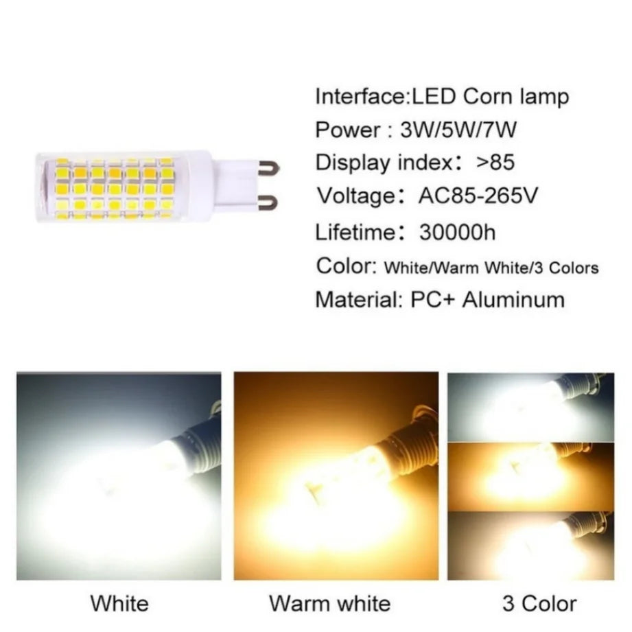 Brightest G9 LED Lamp AC220V 3W 5W 7W Ceramic SMD2835 LED Bulb Warm/Cool White Spotlight Replace Halogen Light Consignment