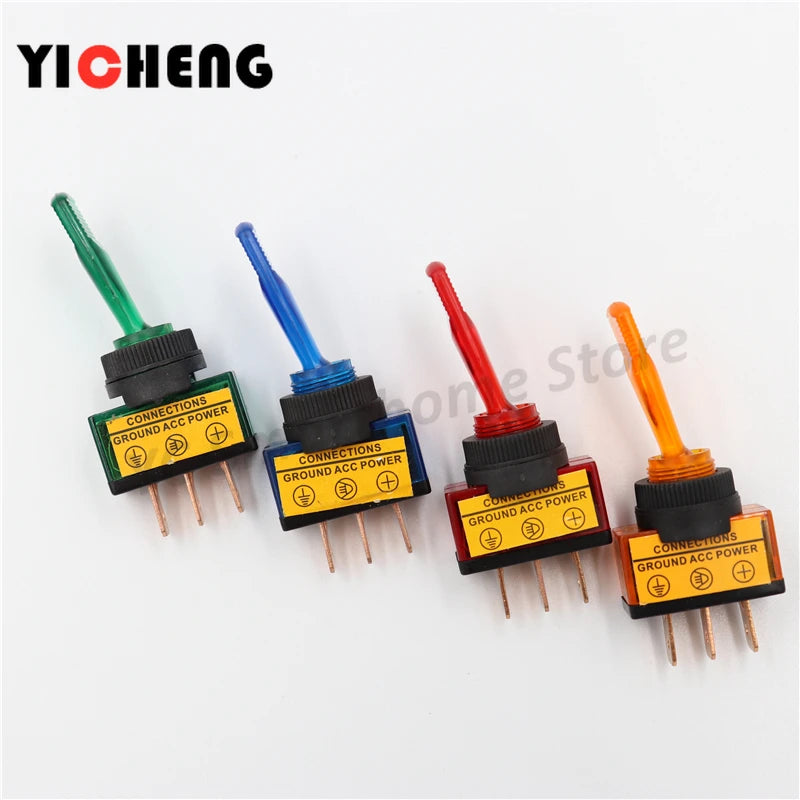 4Pcs Car Toggle Switch 12V Illuminated Car Rocker Switch 20A Rocker Switch Red Blue Green Yellow